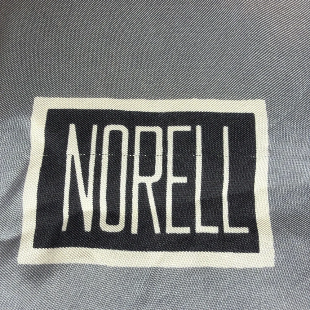 Vintage Rare Norman Norell Greek Key Gray Black White Logo Signature Silk Scarf